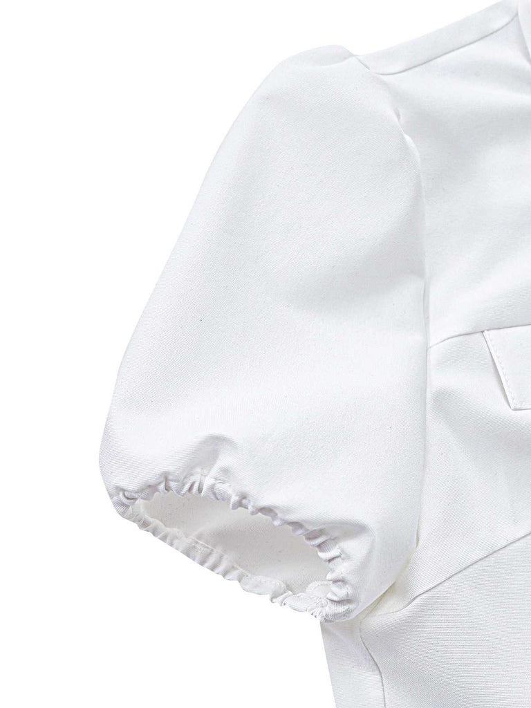 [Pre-Sale] 2PCS 1940s Plaid Button Bow Blouse & Pleated Skirt