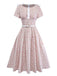 [Pre-Sale] Pink 1940s Ditsy Floral Bow Belted Dress