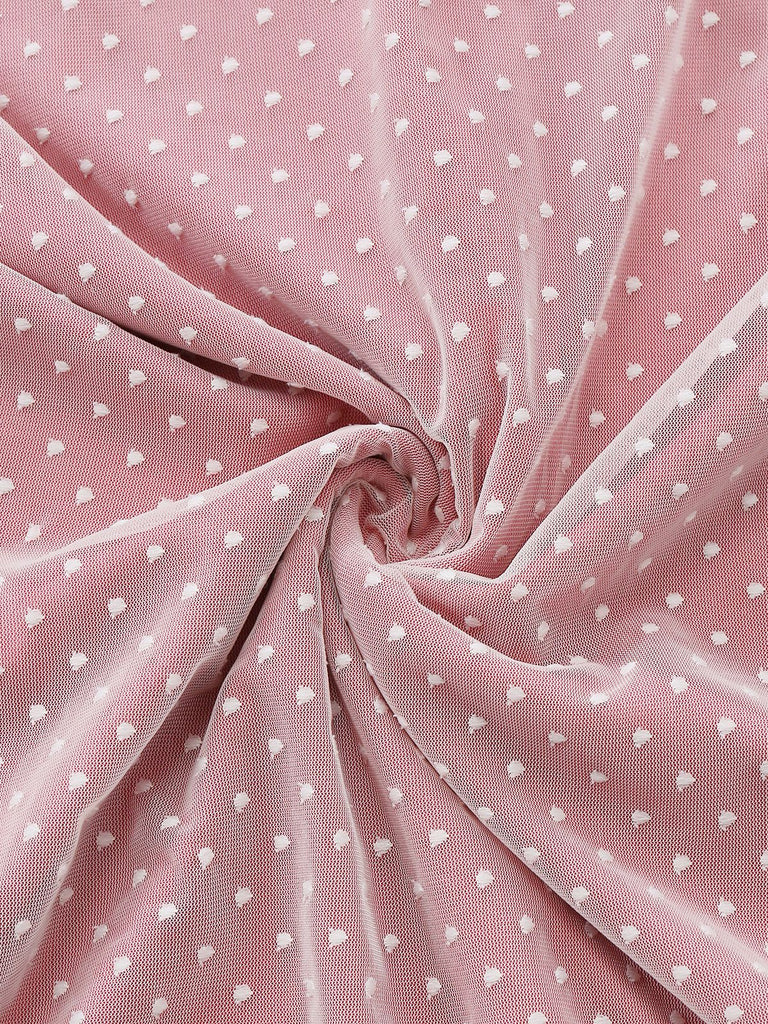 [Pre-Sale] Rose Pink 1930s Polka Dot Mesh V-Neck Dress