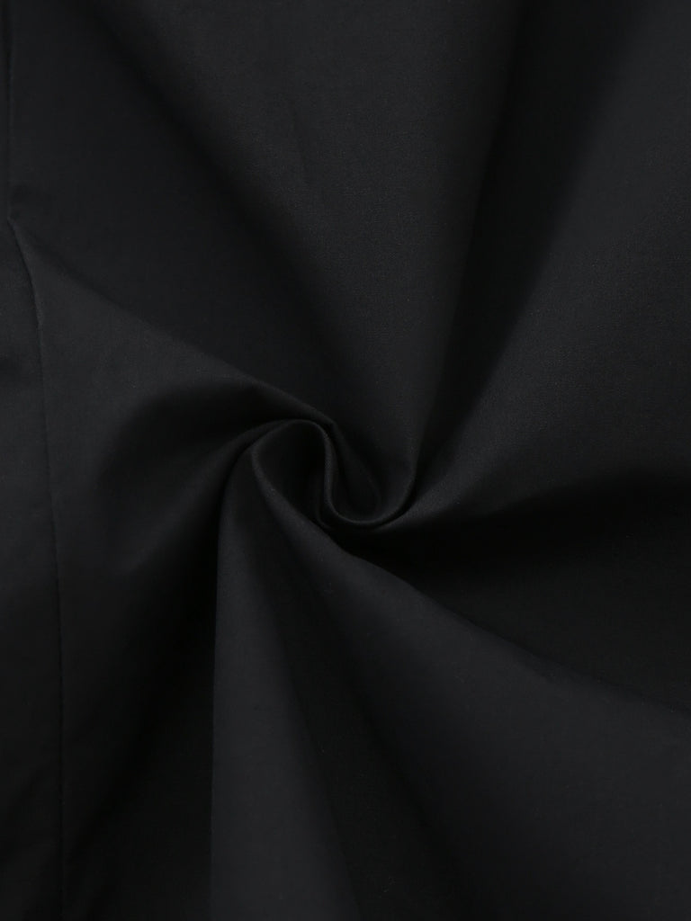 [Pre-Sale] Black 1940s Cotton Tucker Pleated Bow Blouse