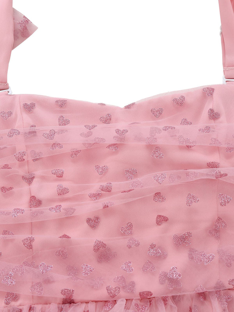[Pre-Sale] Pink 1950s Heart Shoulder Tie Ruched Dress