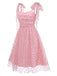 [Pre-Sale] Pink 1950s Heart Shoulder Tie Ruched Dress