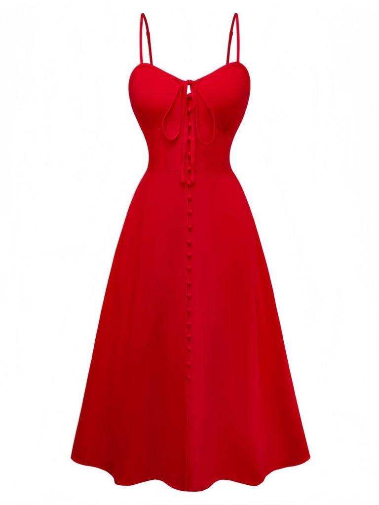 1950s Sleeveless Backless Smocked Waist Slip Dress