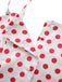 Red 1950s Polka Dot Square Neck Wide Strap Dress