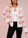 1950s Valentine's Day Heart Pattern Knit Cardigan