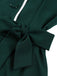 Dark Green 1950s Contrasted Lapel Swing Dress