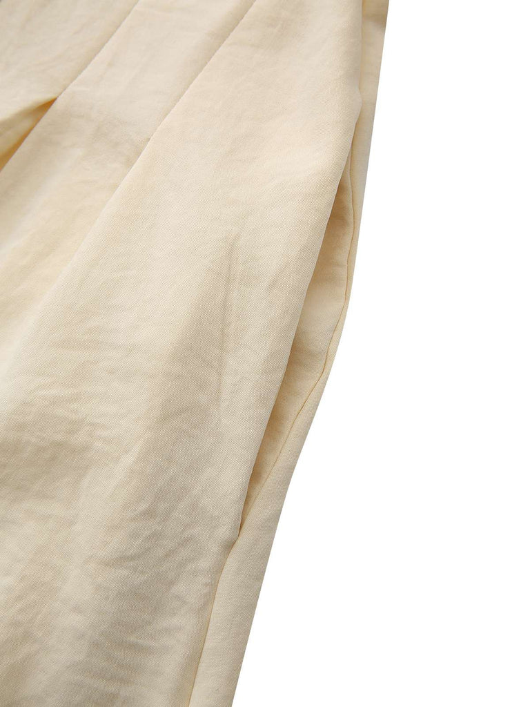 Yellow 1940s Waist-Tie Button Shirt Collar Dress