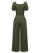 [Pre-Sale] Green 1960s Solid Ruffle Puff Sleeve Jumpsuit