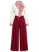 [Pre-Sale] 2PCS Red & White Striped Blouse & Rose Button Pants