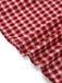 Red 1950s Gingham Plaid Sleeveless Lace Round Neck Dress
