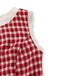 Red 1950s Gingham Plaid Sleeveless Lace Round Neck Dress