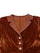Brown 1940s Lapel Velvet Mock Two-Piece Solid Dress
