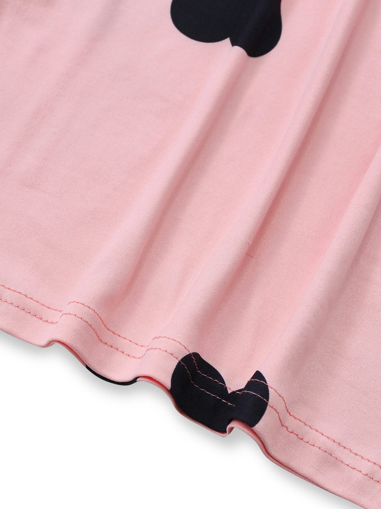 Pink 1960s Heart Round Neck Bodycon Dress