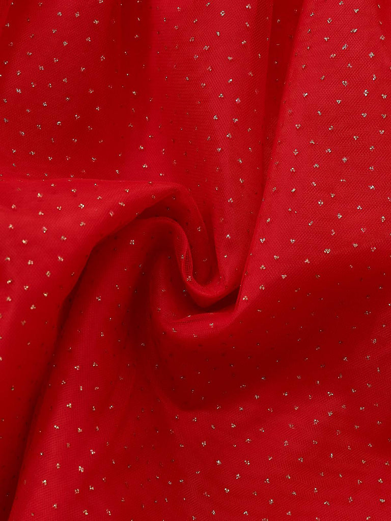 1960s Strapless Glitter Back-Tie Tulle Dress