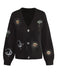 1980s Sun Moon Embroidered Lantern Sleeve Knitted Cardigan