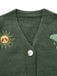 1980s Sun Moon Embroidered Lantern Sleeve Knitted Cardigan