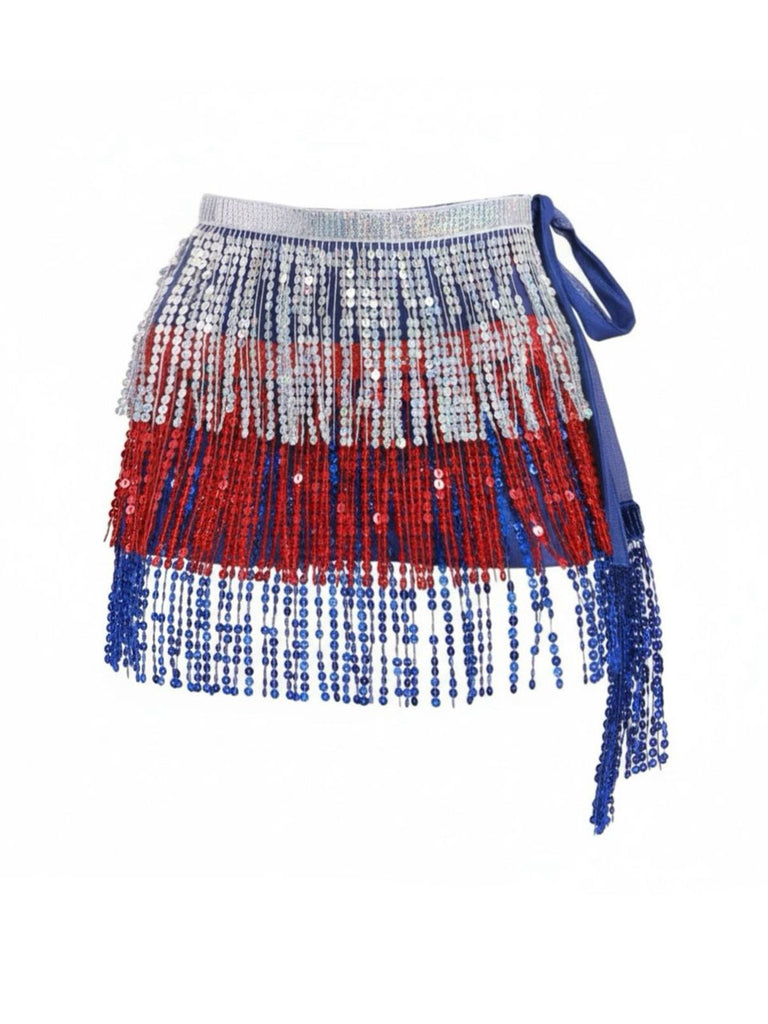 1980s Carnival Sequin Fringe Mini Skirt