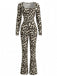 Brown 1980s Square Neck Leopard Jumpsuit