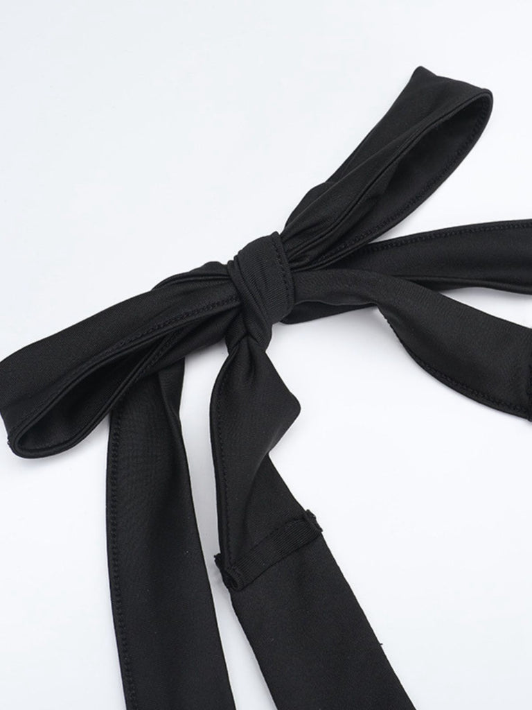 Black 1980s Solid Halter Backless Flared Jumpsuit