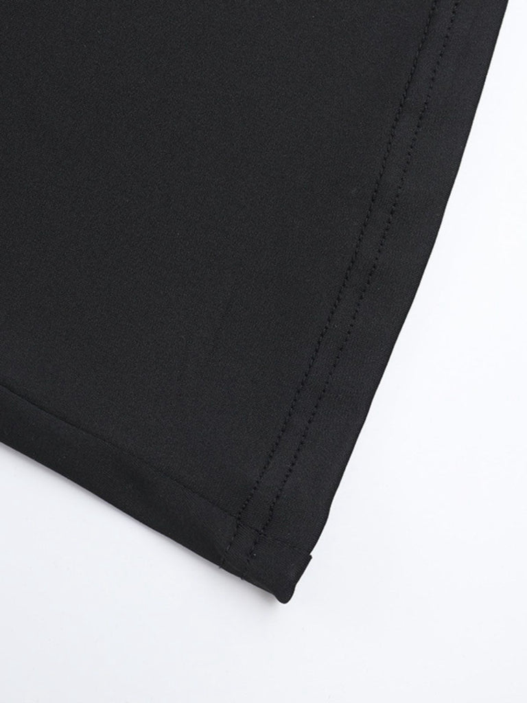 Black 1980s Solid Halter Backless Flared Jumpsuit