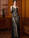 Black 1920s Gatsby Sequin Mesh Maxi Evening Dress