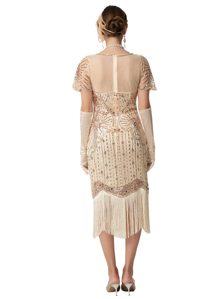 1920s Sequin Beads Fringed Charleston Dress