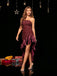 Red 1930s One-Shoulder Sequin Ruffled High-Low Dress