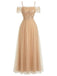 Beige 1930s Sequin Mesh Patchwork Cold-Shoulder Dress