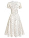 [Pre-Sale] 1940s Floral Lace V-Neck Short-Sleeve Midi Dress