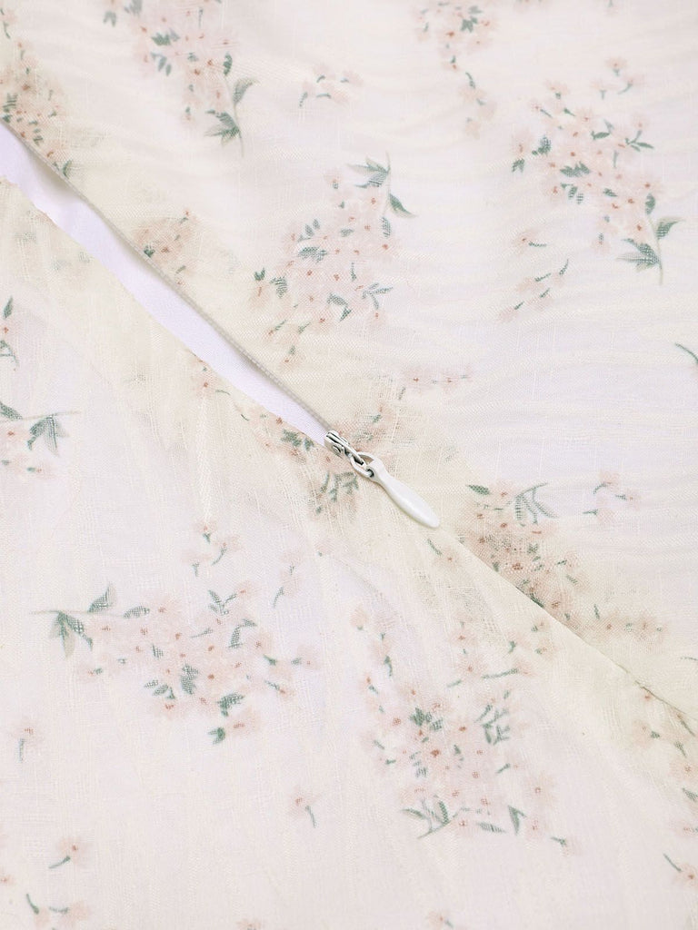 [Pre-Sale] 1940s Floral Lace V-Neck Short-Sleeve Midi Dress