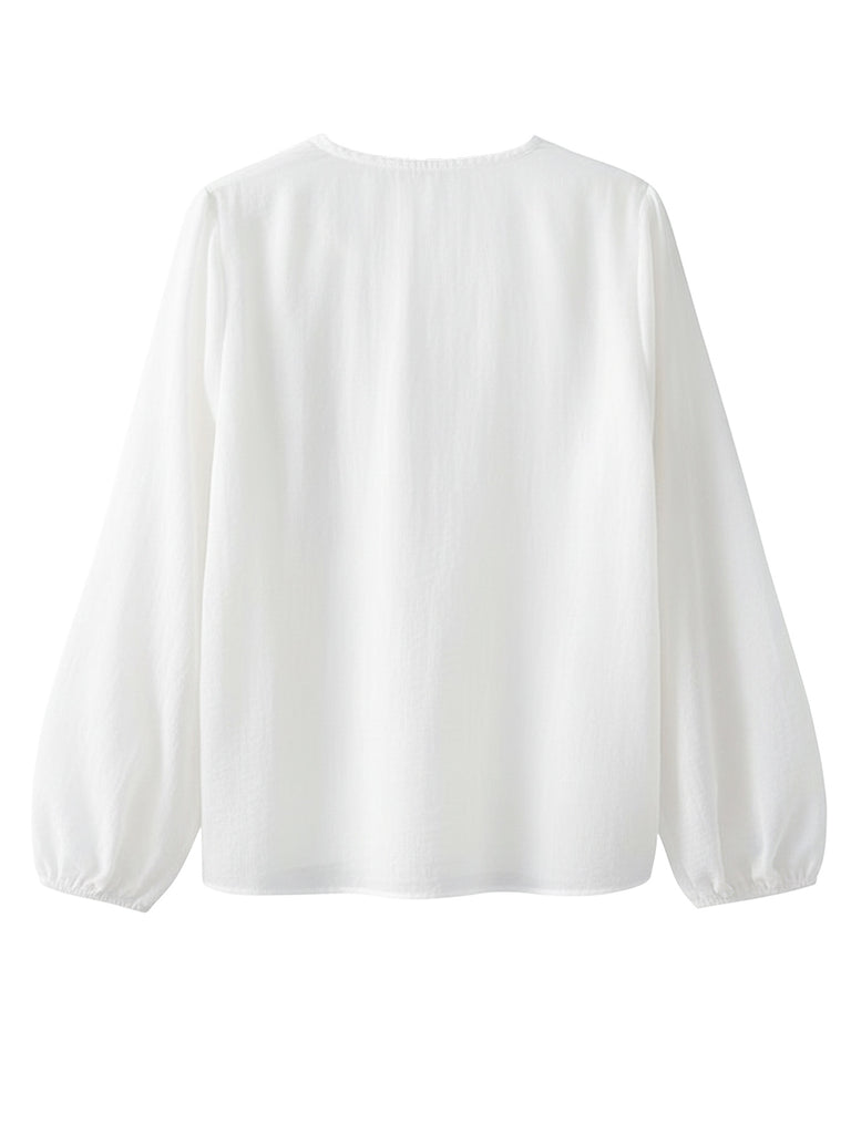 [Pre-Sale] 2PCS White 1960s Chiffon Ruffle Blouse & Suspender Pants