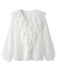[Pre-Sale] 2PCS White 1960s Chiffon Ruffle Blouse & Suspender Pants