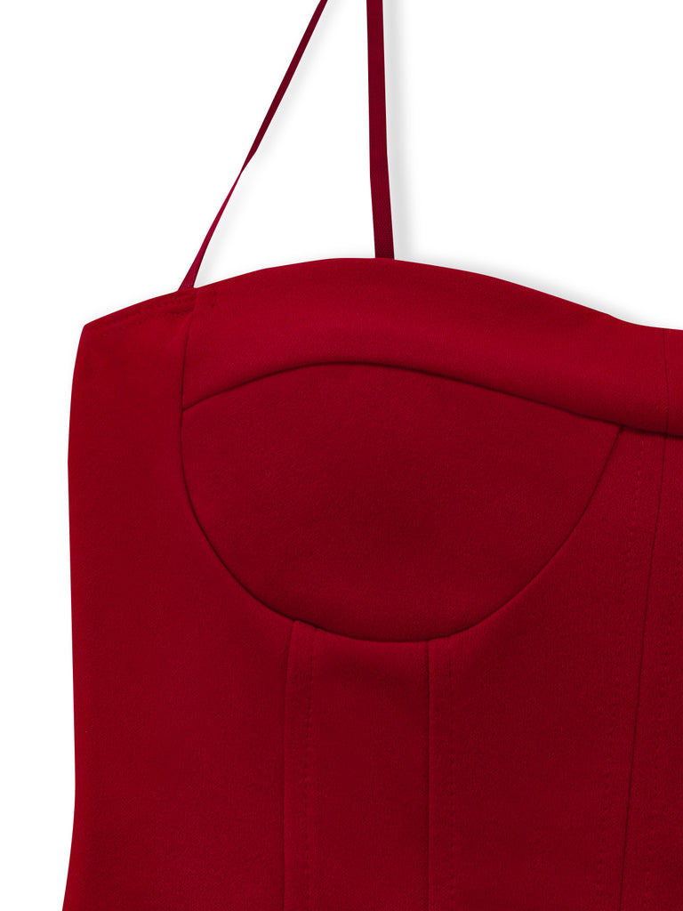 Deep Red 1980s Faux Fur Dress 4