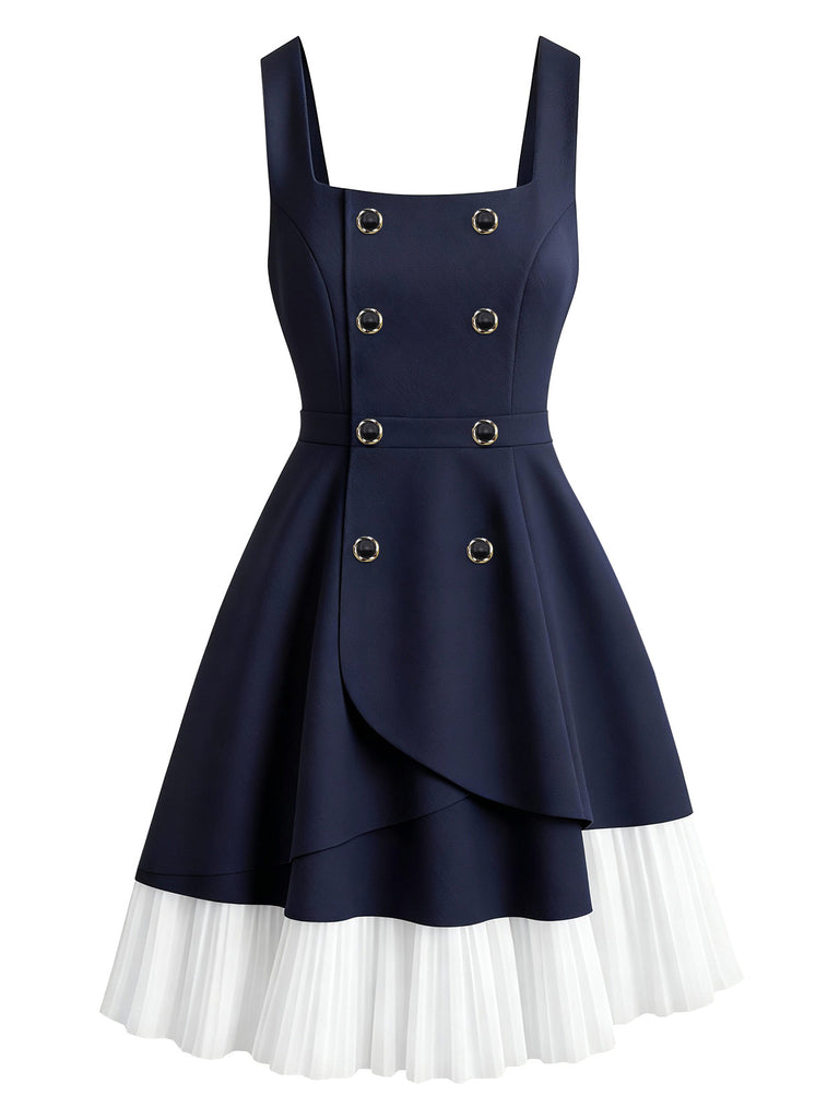 [Pre-Sale] 2PCS Dark Blue 1950s Cropped Jacket & Lace Pinafore Dress