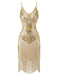 1920s Sequin Fringe Spaghetti Strap Flapper Dress