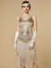 1920s Sequin Fringe Spaghetti Strap Flapper Dress