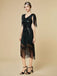 1920s Sequin Fringe Flapper V-Neck Dress