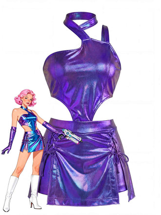 [Pre-Sale] Multicolor 1980s Metallic Tie Back Mini Dress