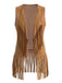1970s Faux Suede Tassel Disco Vest Set