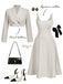 Cream Color 1950s Vintage Two Piece Set 4