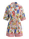 Multicolor 1970s Vintage Floral V Neck Jumpsuit 1