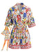Multicolor 1970s Vintage Floral V Neck Jumpsuit 2