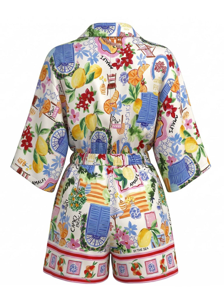 Multicolor 1970s Vintage Floral V Neck Jumpsuit 3