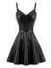 [Pre-Sale] Black 1950s Faux Leather Waist Sleeveless Dress