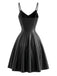 [Pre-Sale] Black 1950s Faux Leather Waist Sleeveless Dress