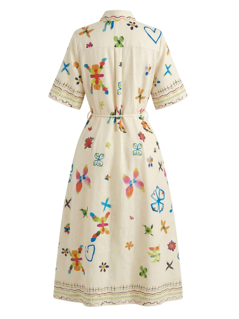 Apricot 1950s Vintage Floral Dress 2