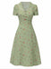 [Pre-Sale] Pure Cotton Blue 1940s Puff Sleeves Floral Dress