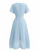 1950s Solid V-Neck Ruffle Sleeve Chiffon Asymmetrical Dress, vintage dress, retro fashion, rockabilly, pin-up fashion - perfect for women who love vintage and retro fashion