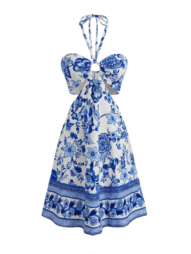 cobalt blue cut out dress Nicole Knot Cut-Out Dress in Cobalt Blue