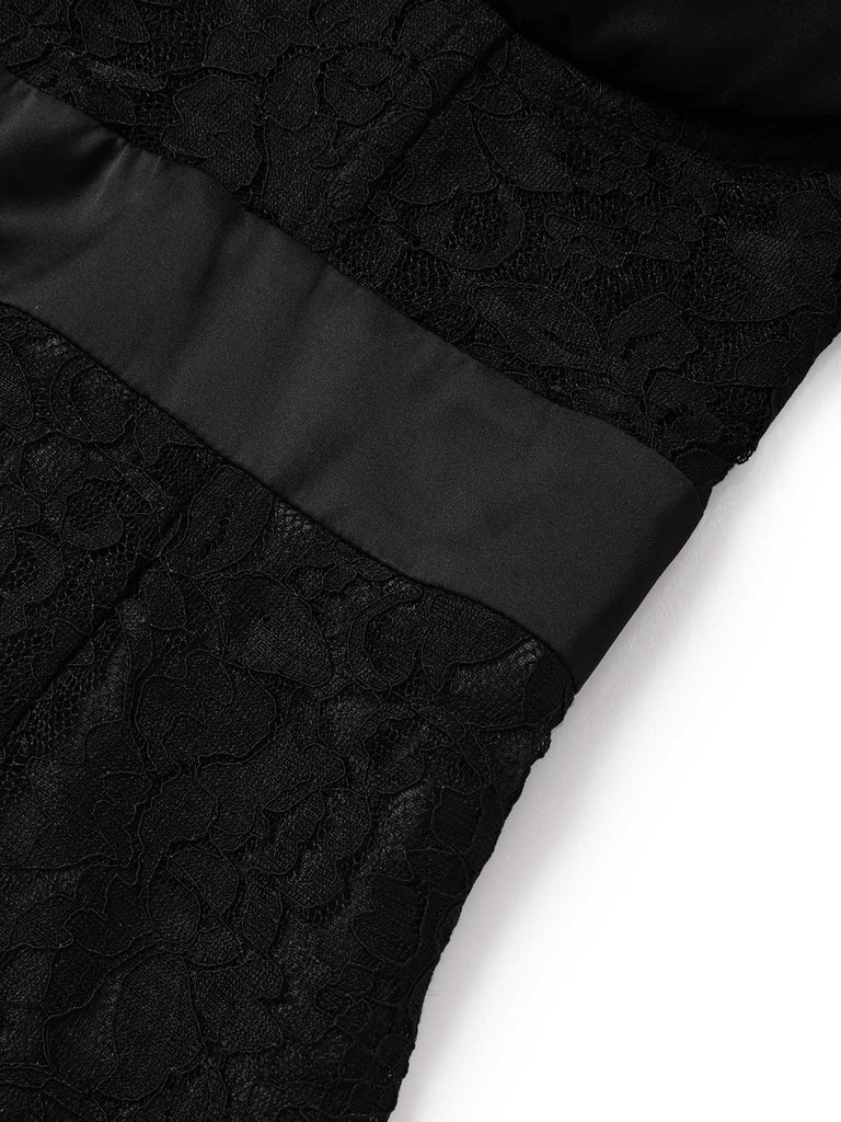 [Pre-Sale] Black White 1960s Lace Striped Dress 6